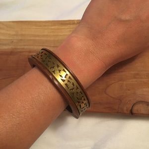 Wood and brass bangle